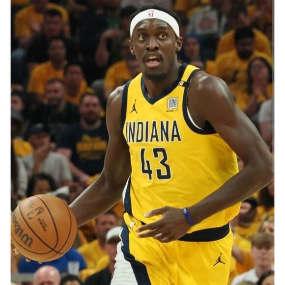 Pascal Siakam (Jordan)-(Pacers)-(Jersey)-(Yellow)-(Good Cond.)-(Size:XL)-$95.00 - Picture 10 of 12